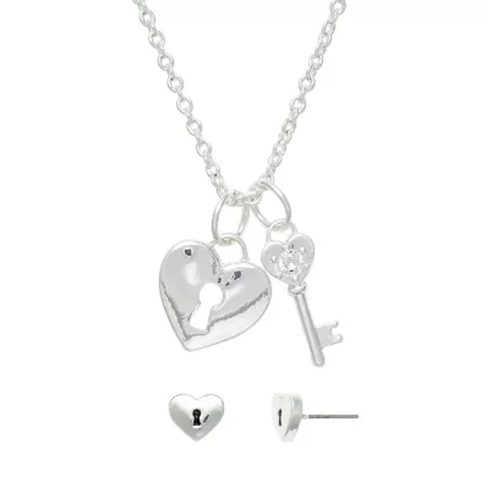 Mixit Womens Heart Keys Hypoallergenic 2-pc. Jewelry Set