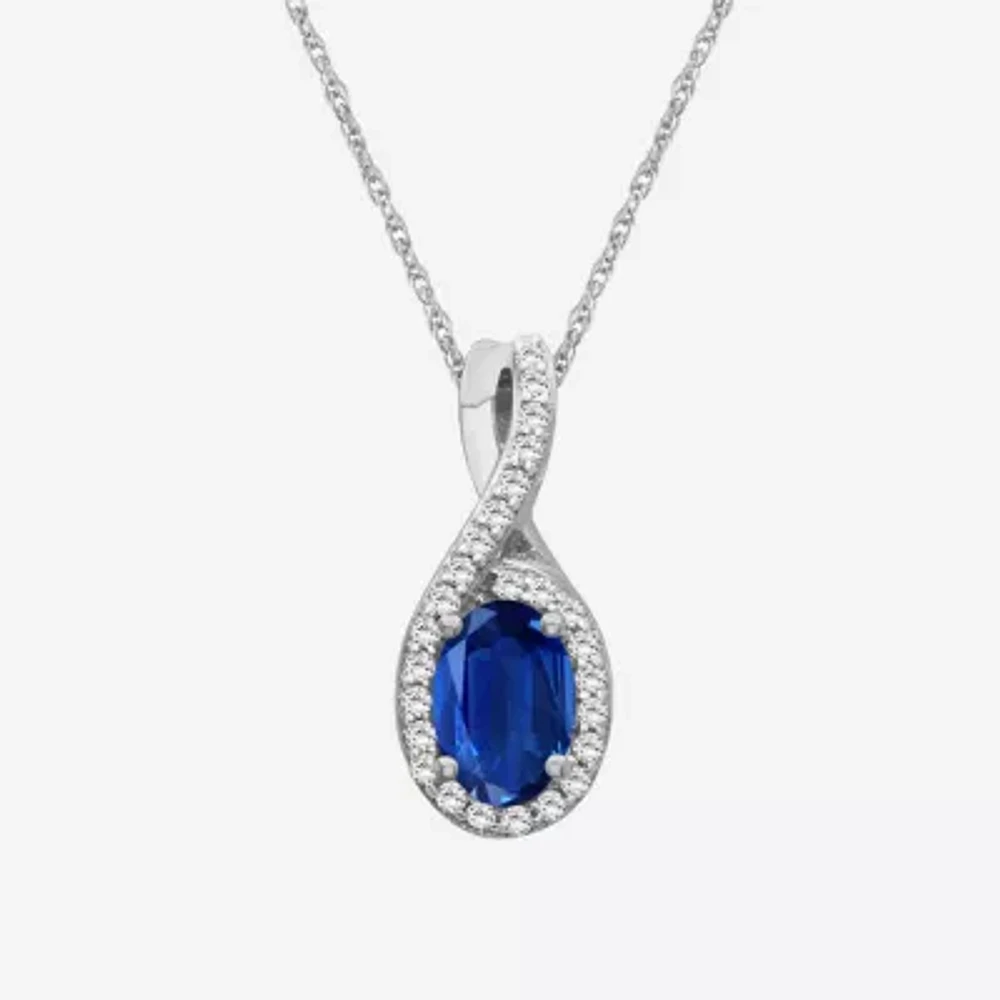 Womens Gemstone & 1/10 CT. T.W. Natural Diamond 10K Gold Oval 18 Inch Pendant Necklace