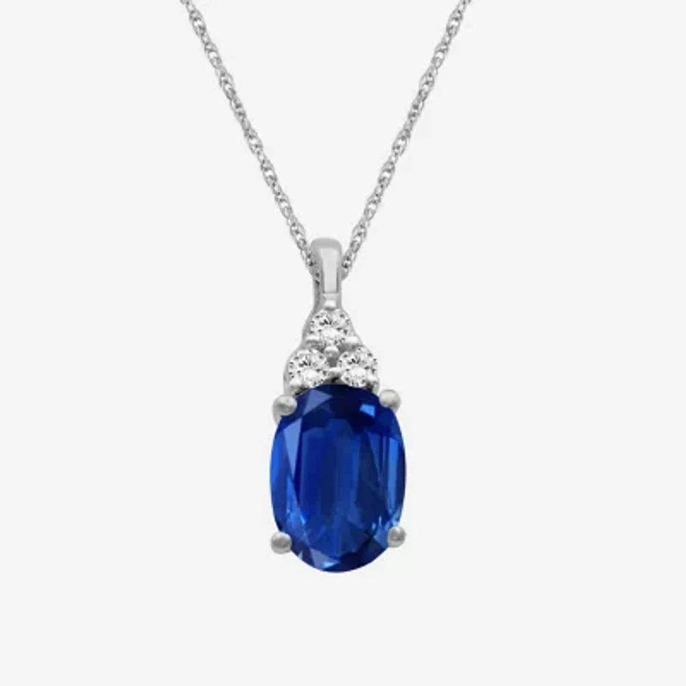Womens Diamond Accent Gemstone 10K Gold Oval 18 Inch Pendant Necklace