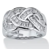 DiamonArt® Womens 1 3/4 CT. T.W. White Cubic Zirconia Platinum Over Silver Cocktail Ring
