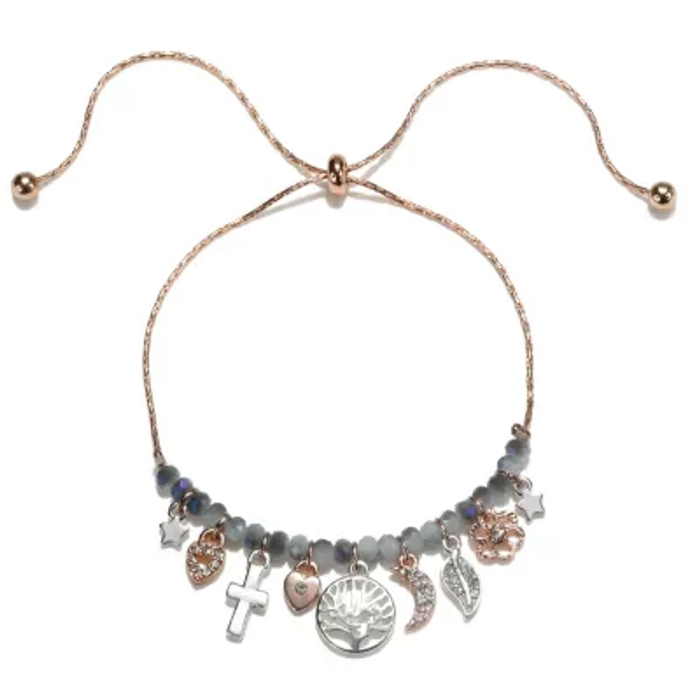 Bijoux Bar Delicates Two Tone Tree Of Life Womens Cross Flower Heart Bolo Bracelet
