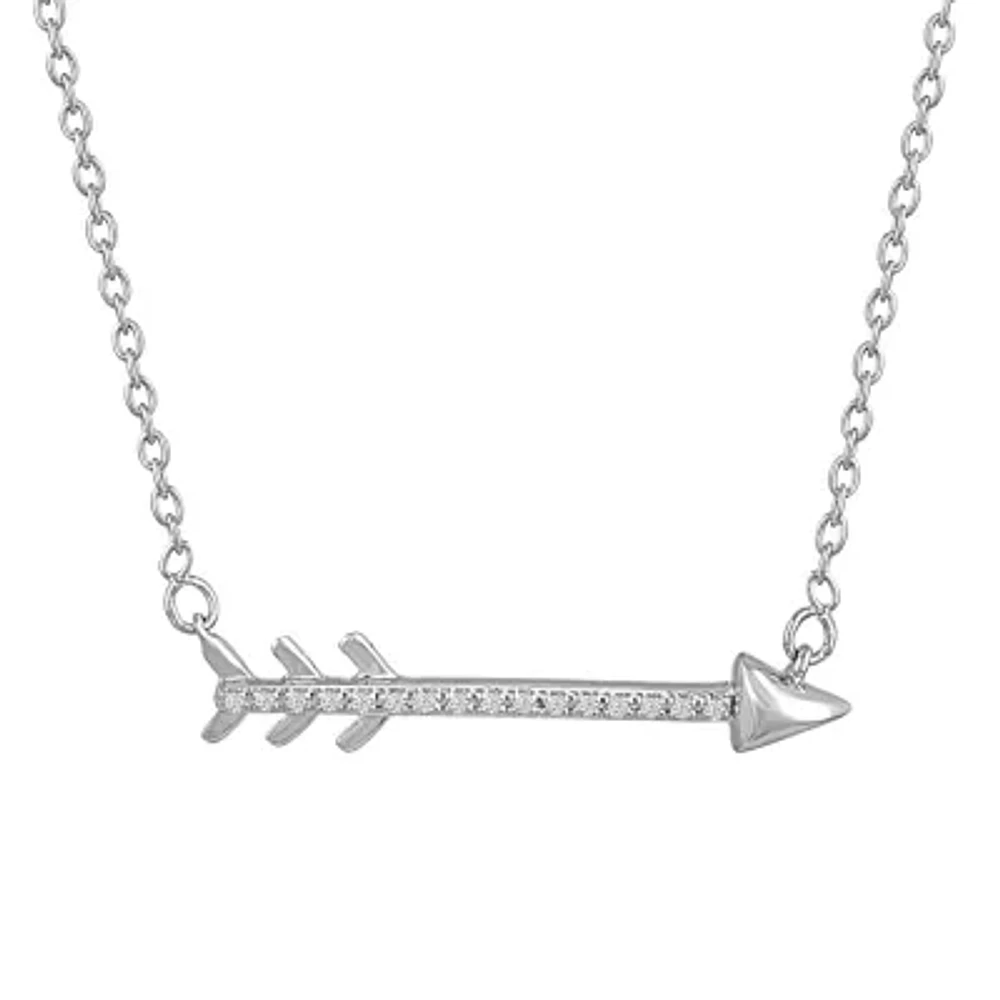 Diamond Accent "New Beginnings" Womens Diamond Accent Natural White Diamond Sterling Silver 18 Inch Pendant Necklace