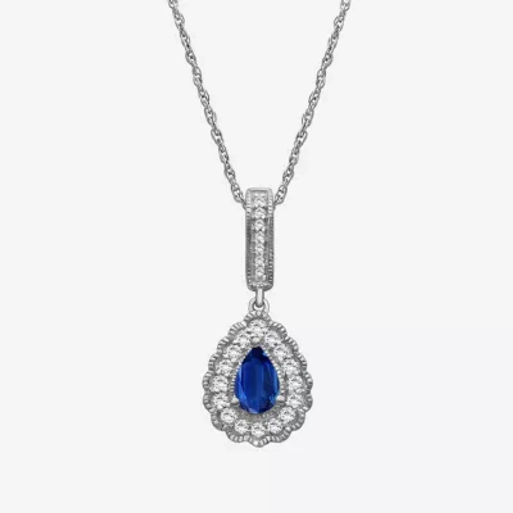 Womens Gemstone & 1/7 CT. T.W. Natural Diamond 10K Gold Pear 18 Inch Pendant Necklace
