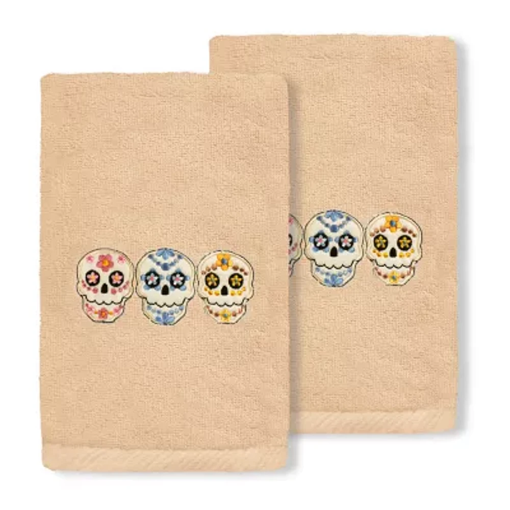 Linum Home Textiles Skulls Embroidered 2-pc. Hand Towel