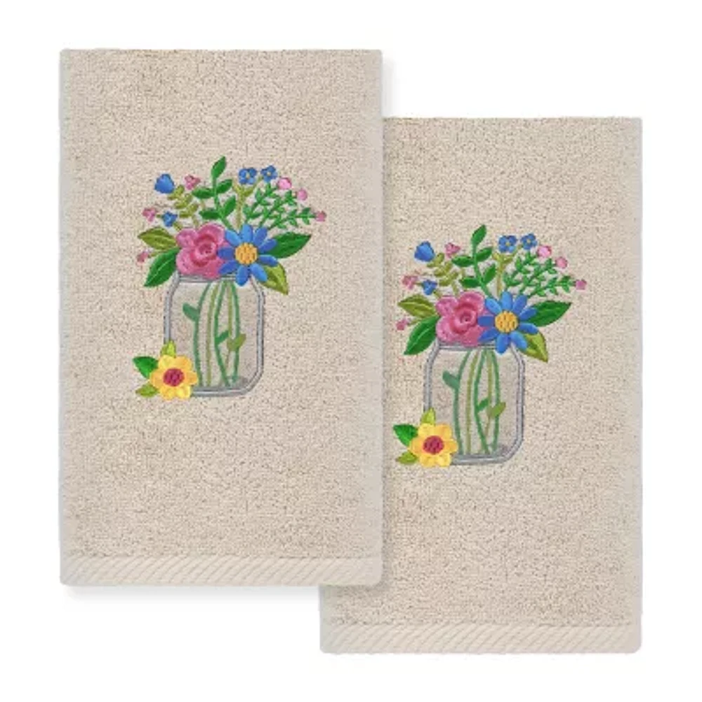 Linum Home Textiles Flower Crown Embroidered 2-pc. Hand Towel