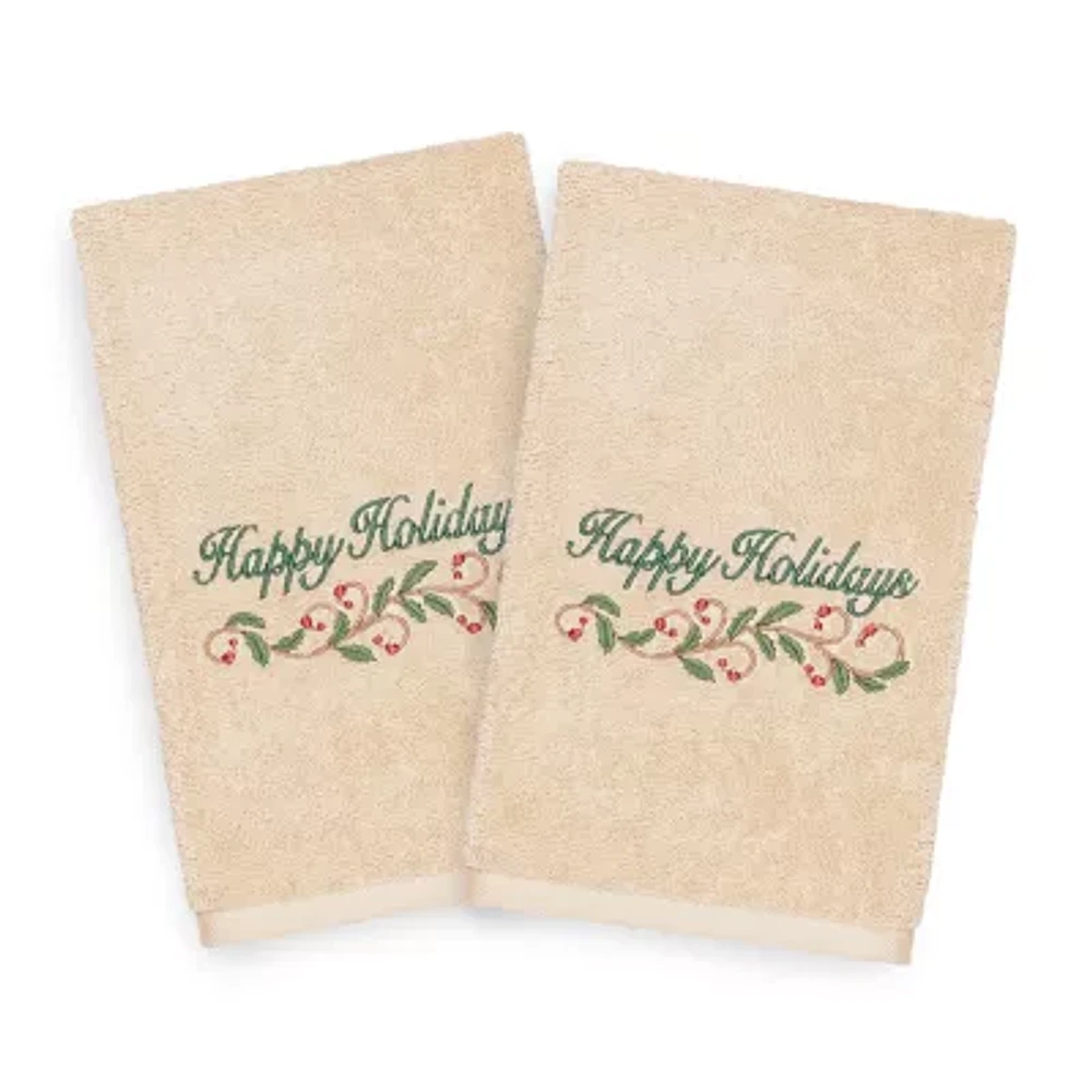 Linum Home Textiles Xmas Happy Holidays 2-pc. Hand Towel