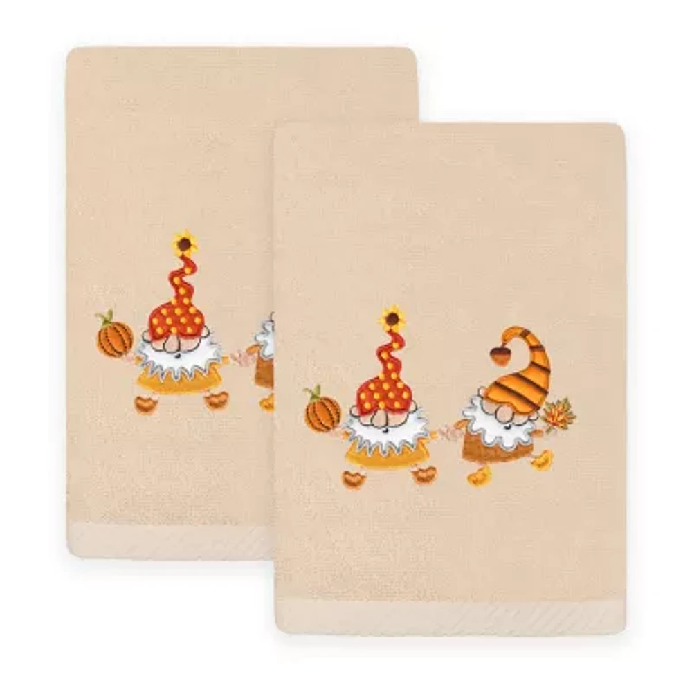 Linum Home Textiles Autumn Gnomes Embroidered 2-pc. Hand Towel