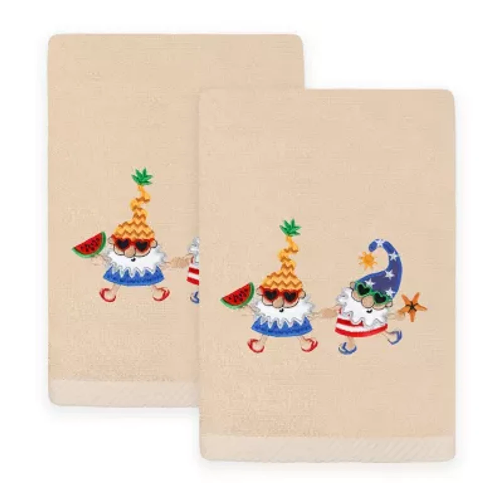 Linum Home Textiles Summer Gnomes Embroidered 2-pc. Hand Towel
