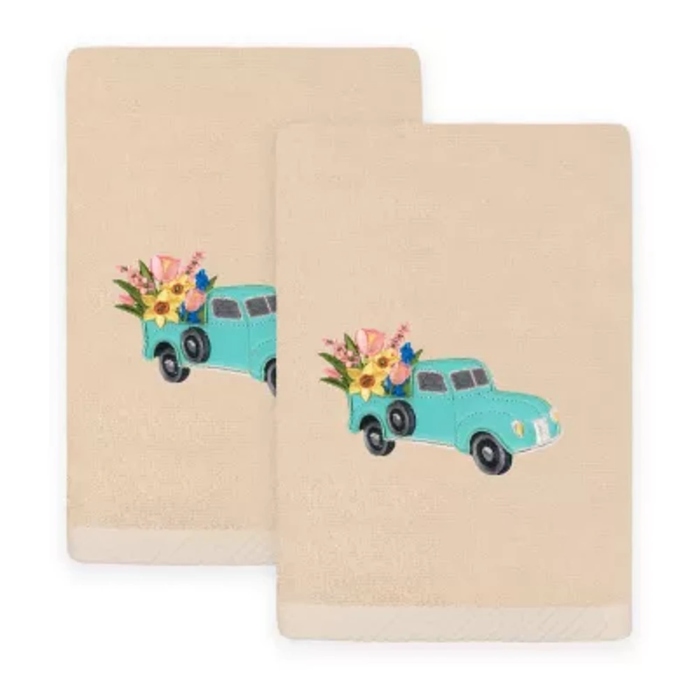 Linum Home Textiles Spring Truck Embroidered 2-pc. Hand Towel