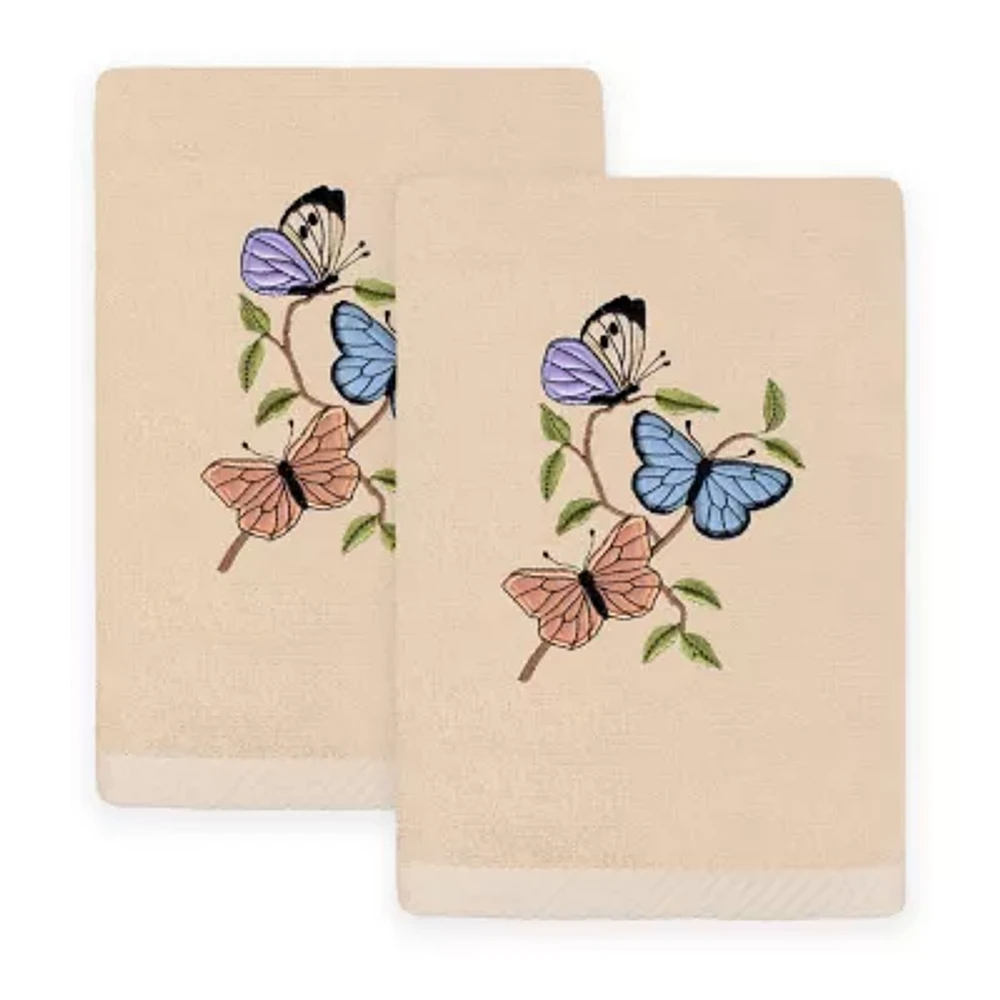 Linum Home Textiles Spring Butterfly Embroidered 2-pc. Hand Towel