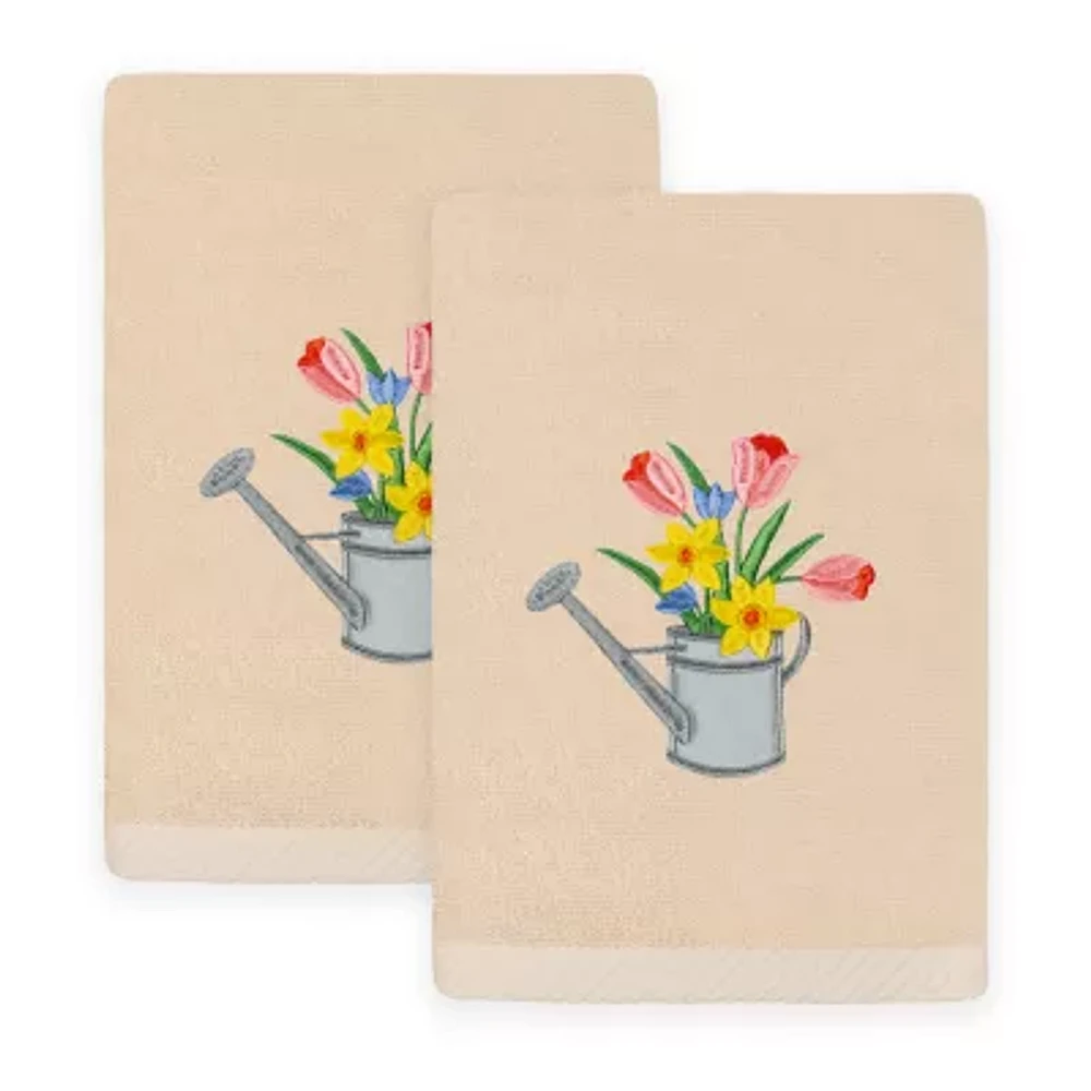Linum Home Textiles Spring Watering Can Embroidered 2-pc. Hand Towel