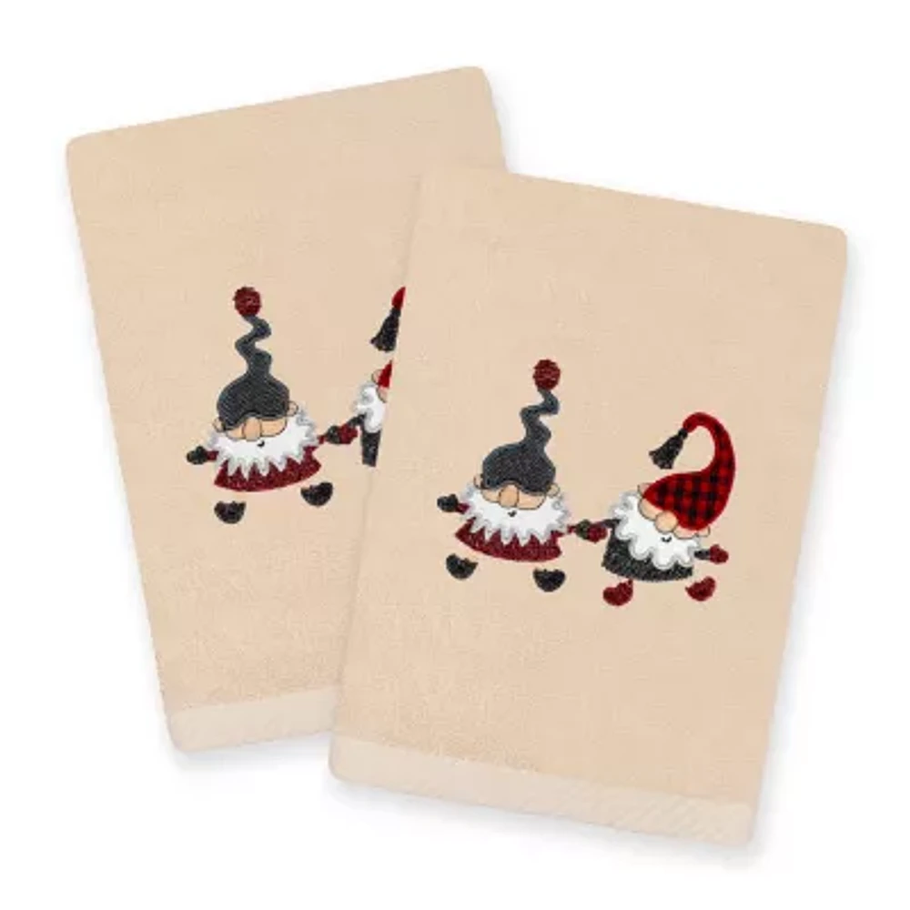 Linum Home Textiles Christmas Gnomes Embroidered 2-pc. Hand Towel