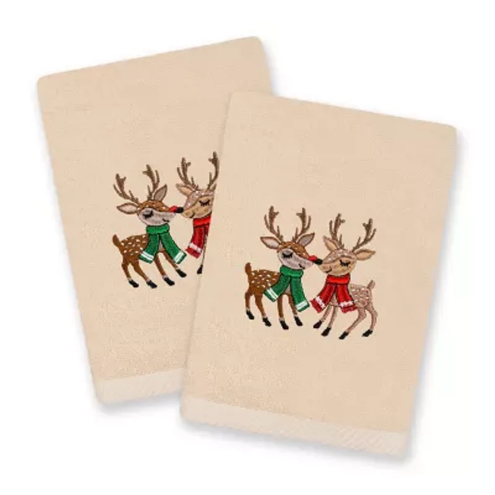 Linum Home Textiles Christmas Kisses Embroidered 2-pc. Hand Towel