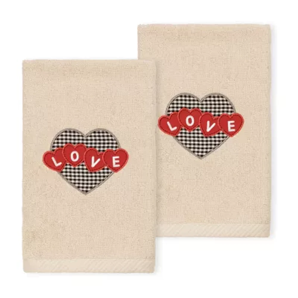 Linum Home Textiles Love Hearts Embroidered 2-pc. Hand Towel