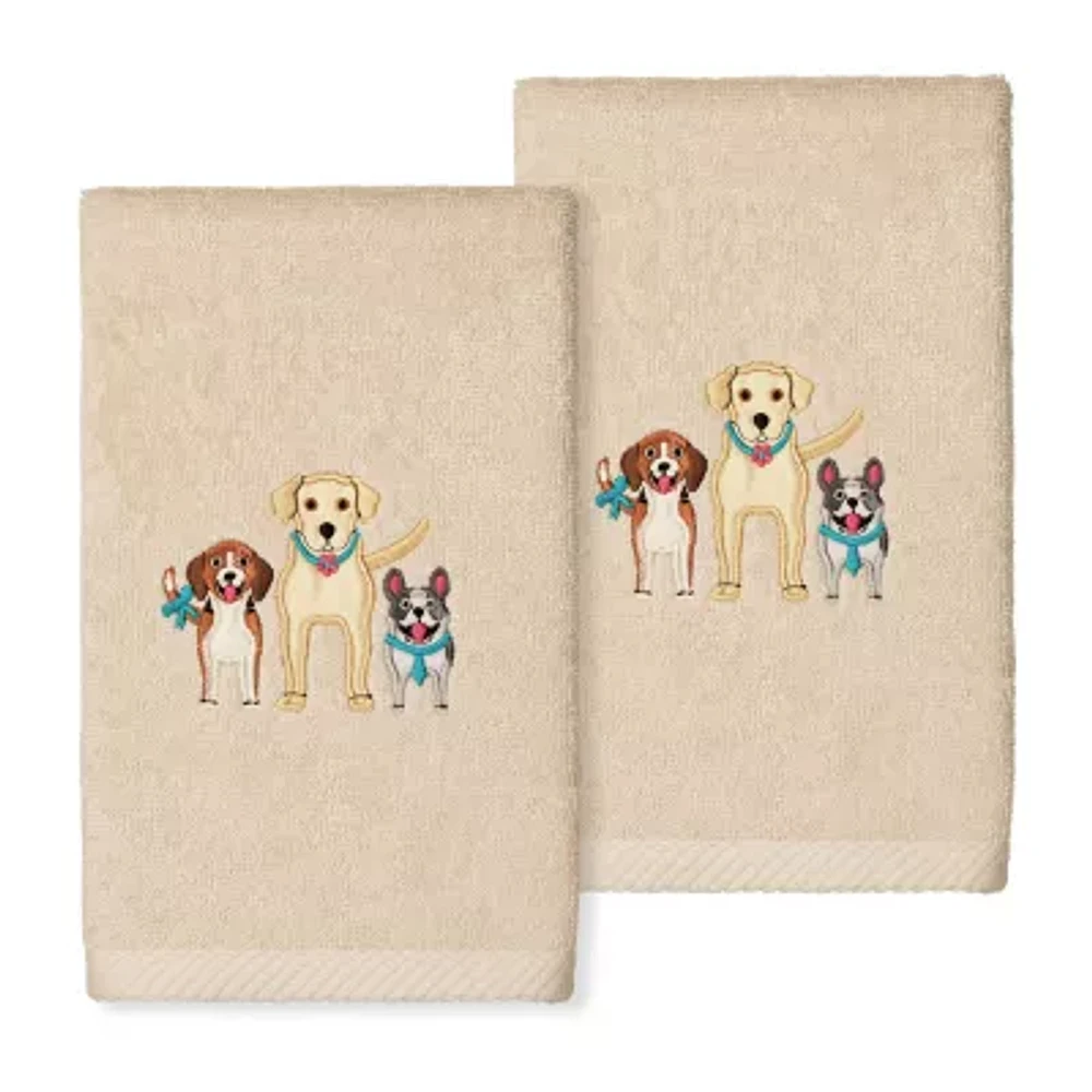 Linum Home Textiles Dogs Embroidered 2-pc. Hand Towel