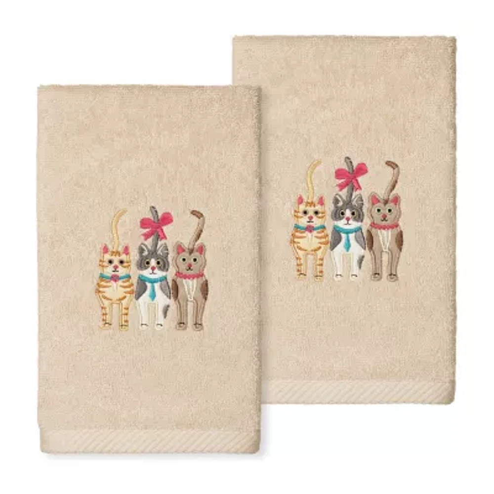 Linum Home Textiles Cats Embroidered 2-pc. Hand Towel