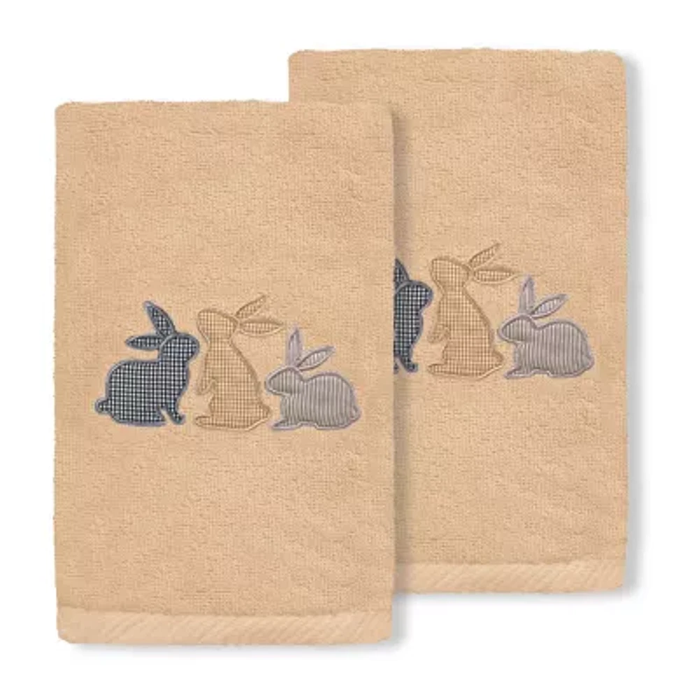 Linum Home Textiles Bunny Row Embroidered 2-pc. Hand Towel