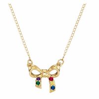 Personalized Genuine Birthstone Bow Pendant Necklace