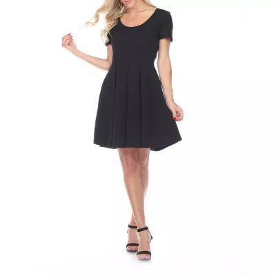 White Mark Meghan Womens Short Sleeve Fit + Flare Dress