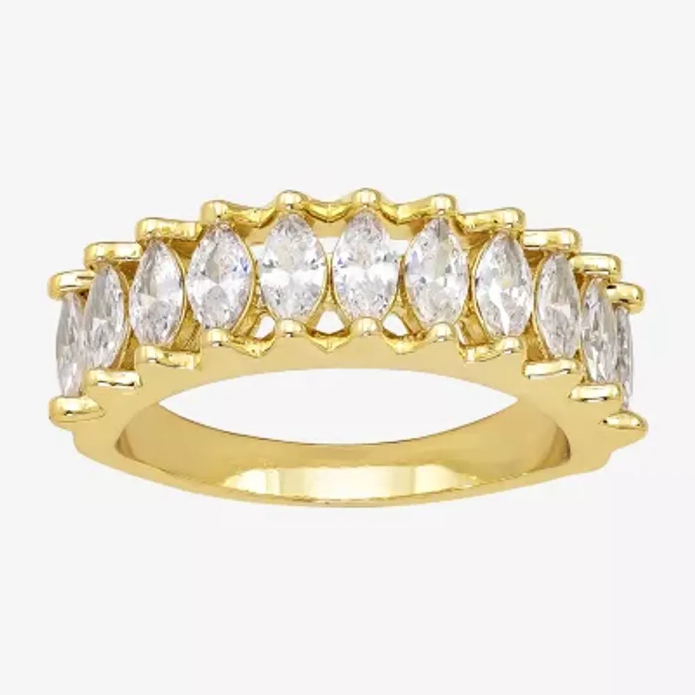 Sparkle Allure Womens 2.5MM Cubic Zirconia 14K Gold Over Brass Band