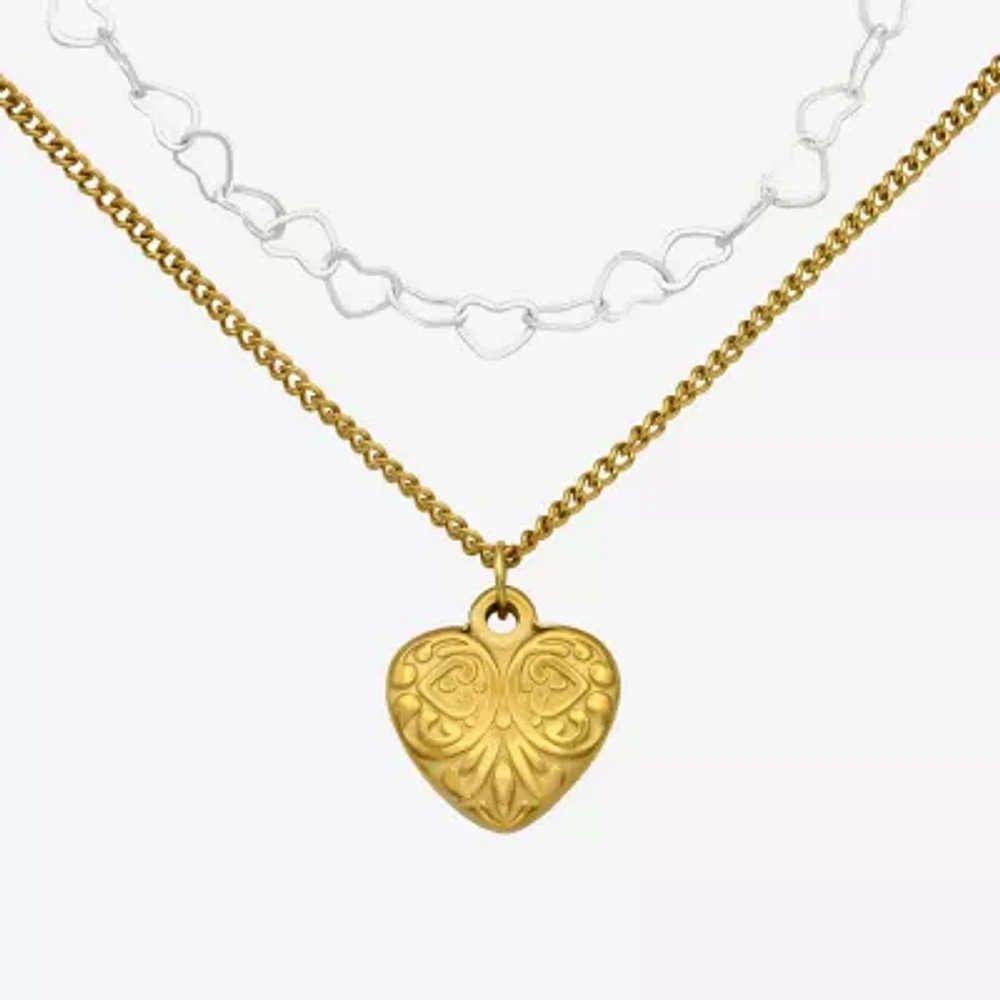 Womens Heart 2-pc. Necklace Set
