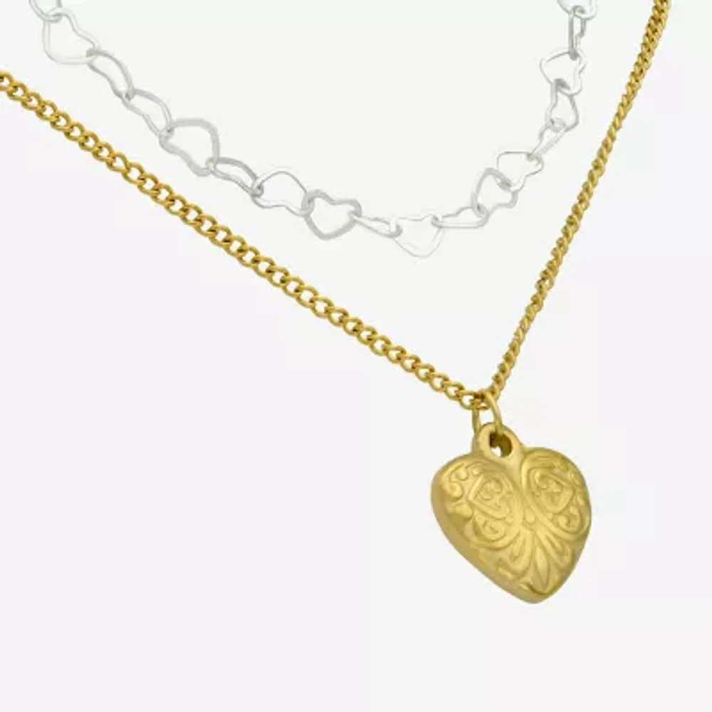 Womens Heart 2-pc. Necklace Set