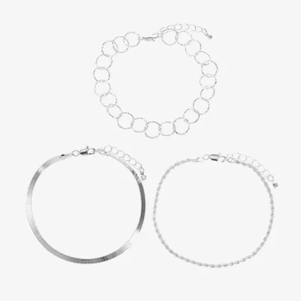 Womens 3-pc. Pure Silver Over Brass Bracelet Set