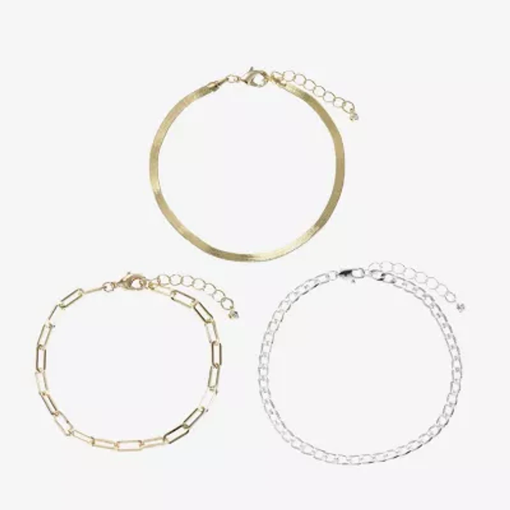 Womens 3-pc. 14K Gold Over Brass Pure Silver Over Brass Bracelet Set