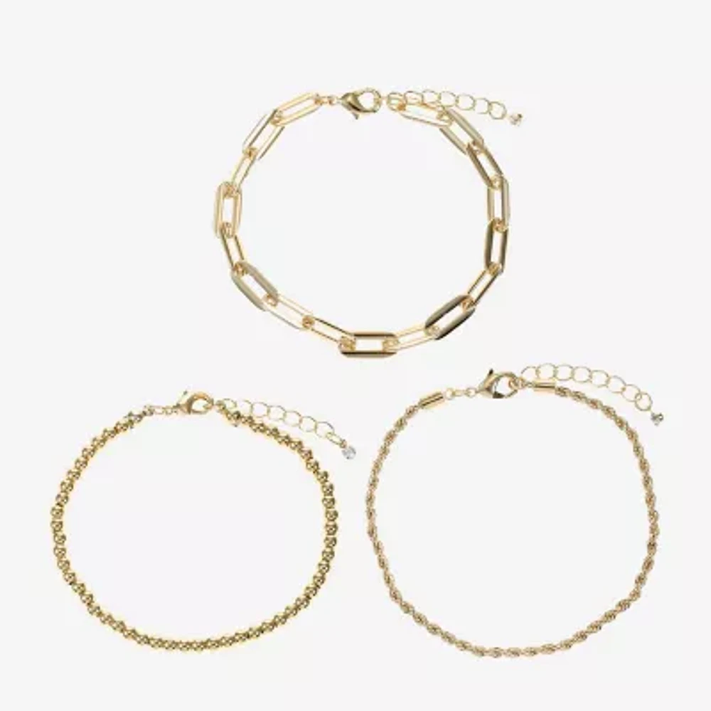 Womens 3-pc. 14K Gold Over Brass Bracelet Set
