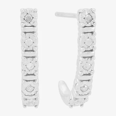 Limited Quantities! Womens 1/8 CT. T.W. Natural White Diamond Sterling Silver 20.5mm Hoop Earrings