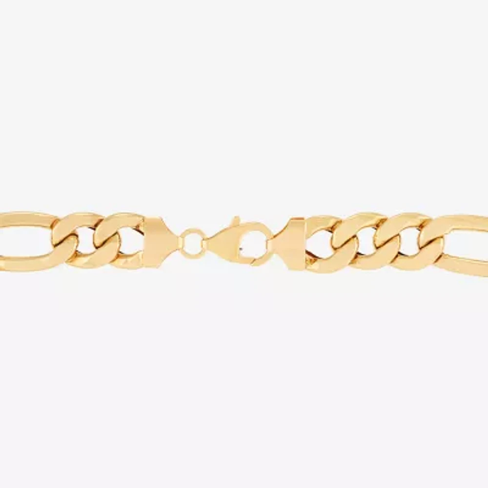 Made in Italy Mens 10K Gold 9 Inch Hollow Figaro Id Bracelet