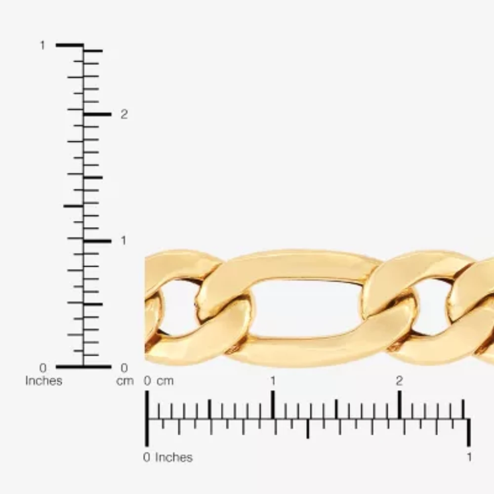 Made in Italy Mens 10K Gold 9 Inch Hollow Figaro Id Bracelet