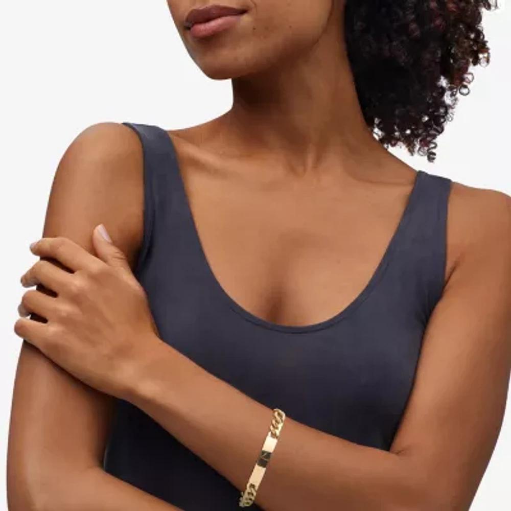 Made in Italy Mens 10K Gold 9 Inch Hollow Figaro Id Bracelet