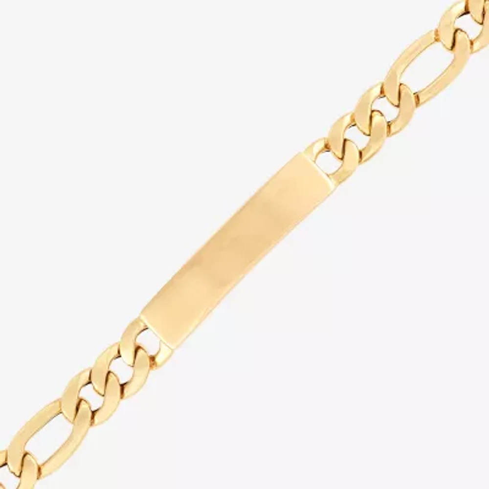 Made in Italy Mens 10K Gold 9 Inch Hollow Figaro Id Bracelet