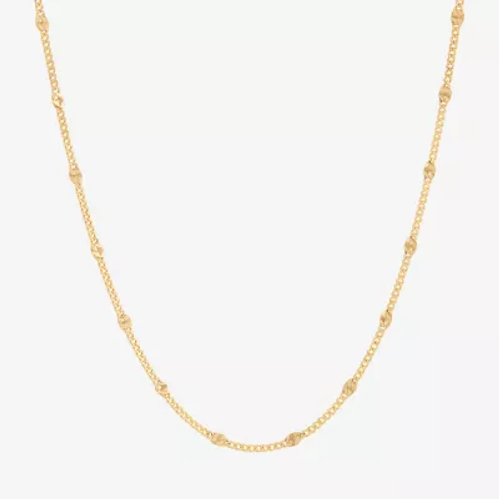 Womens 10K Gold 18 Inch Curb Chain Necklace