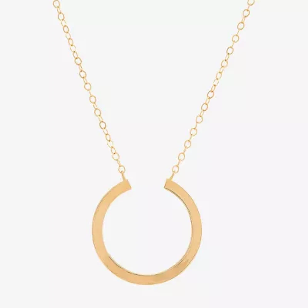 Horseshoe Womens 10K Gold 18 Inch Pendant Necklace
