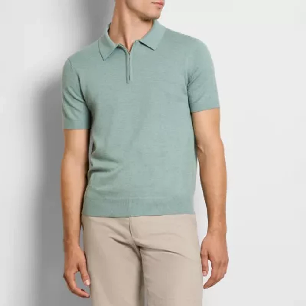 Van Heusen Smart Temp Quarter Zip Mens Short Sleeve Polo Sweater