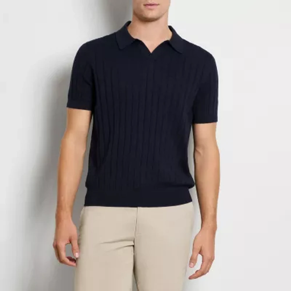 Van Heusen Smart Temp Johnny Collar Mens Short Sleeve Polo Sweater