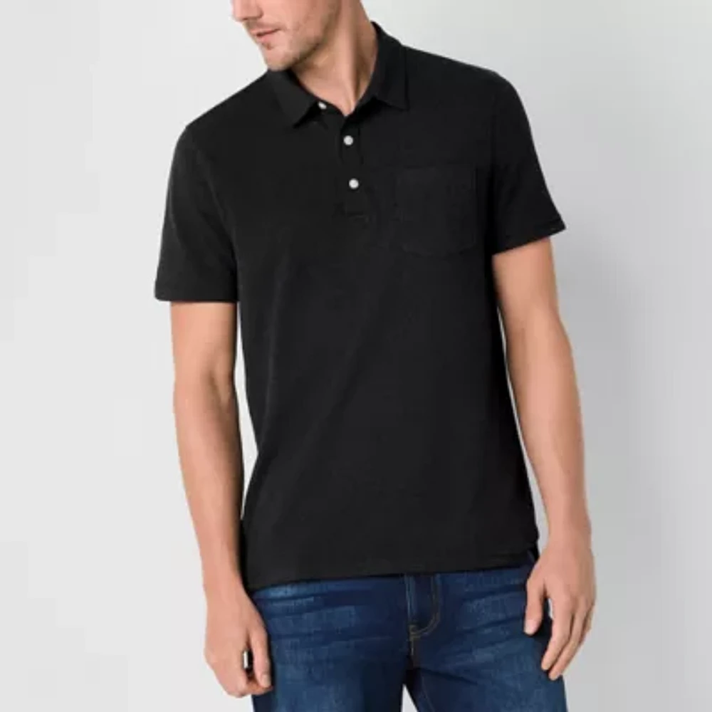 mutual weave Mens Regular Fit Easy-on + Easy-off Adaptive Short Sleeve Polo Shirt