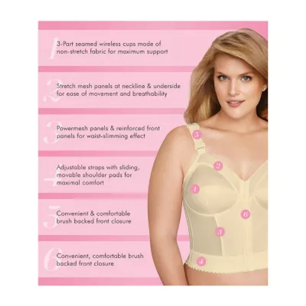 Exquisite Form® Women's FULLY Slimming Wireless Back & Posture Support Longline Bra with Front Closure- 5107530