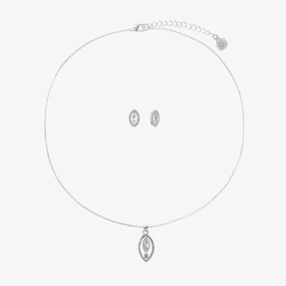 Monet Jewelry Timeless Silver Tone Pendant Necklace And Stud Earring Womens 2-pc. Jewelry Set