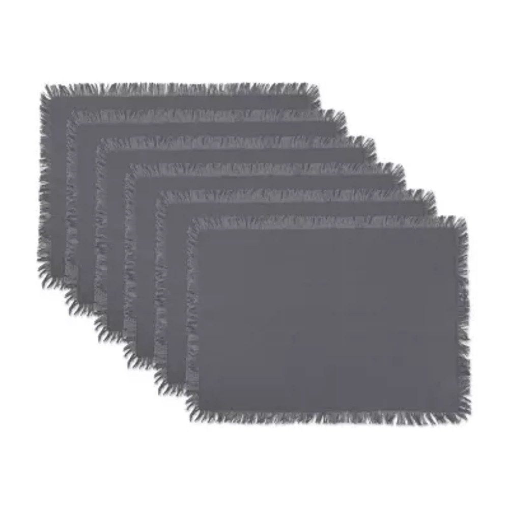 Design Imports Solid Gray Heavyweight Fringed 6-pc. Table Linen Set