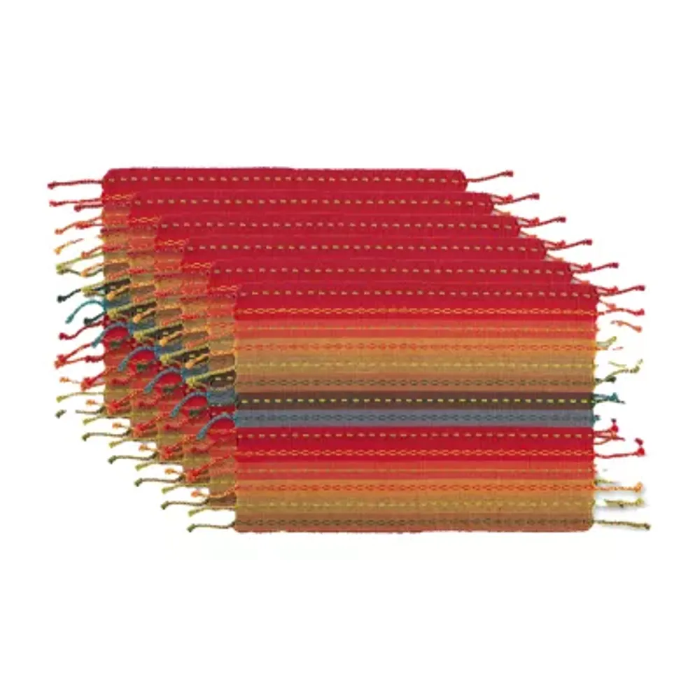 Design Imports Spice Tonal Stripe With Fringe 6-pc. Placemats