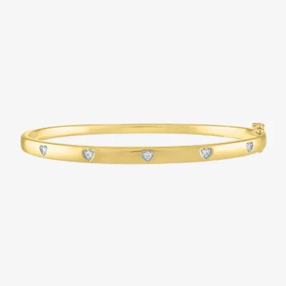 Diamond Addiction Womens 1/10 CT. T.W. Natural White Diamond 14K Gold Over Silver Sterling Silver Heart Bangle Bracelet