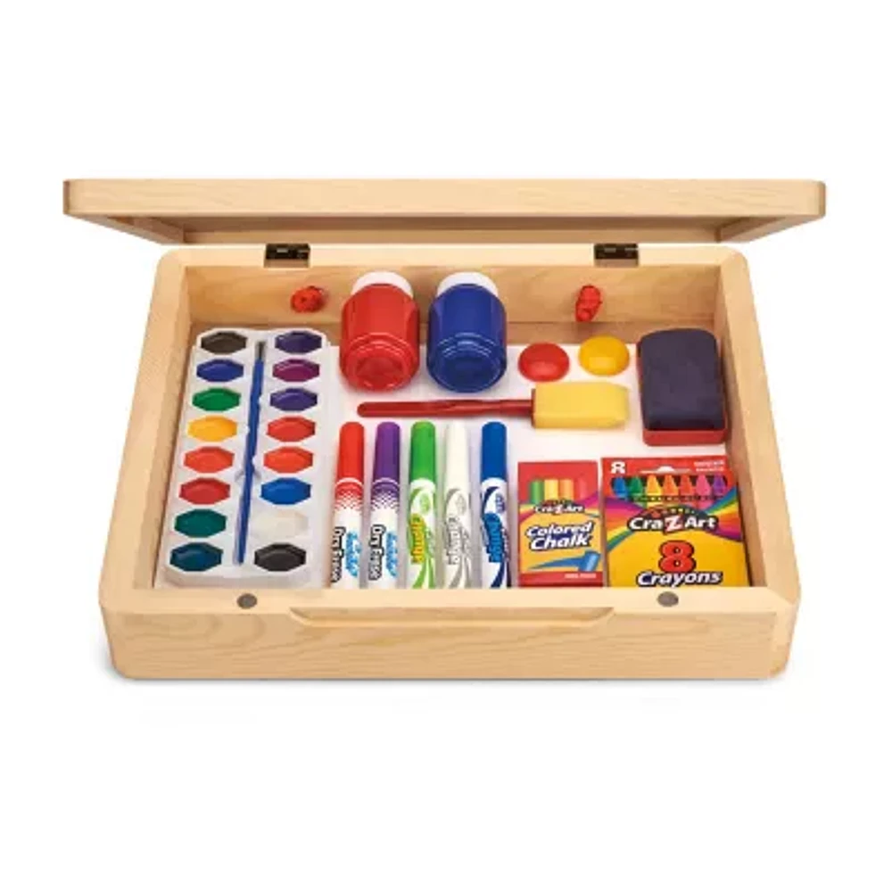 Cra-Z-Art 5-In-1 Portable Wooden Tabletop Art Easel With Chalkboard And Dry Erase Board 60-pc. Art Set