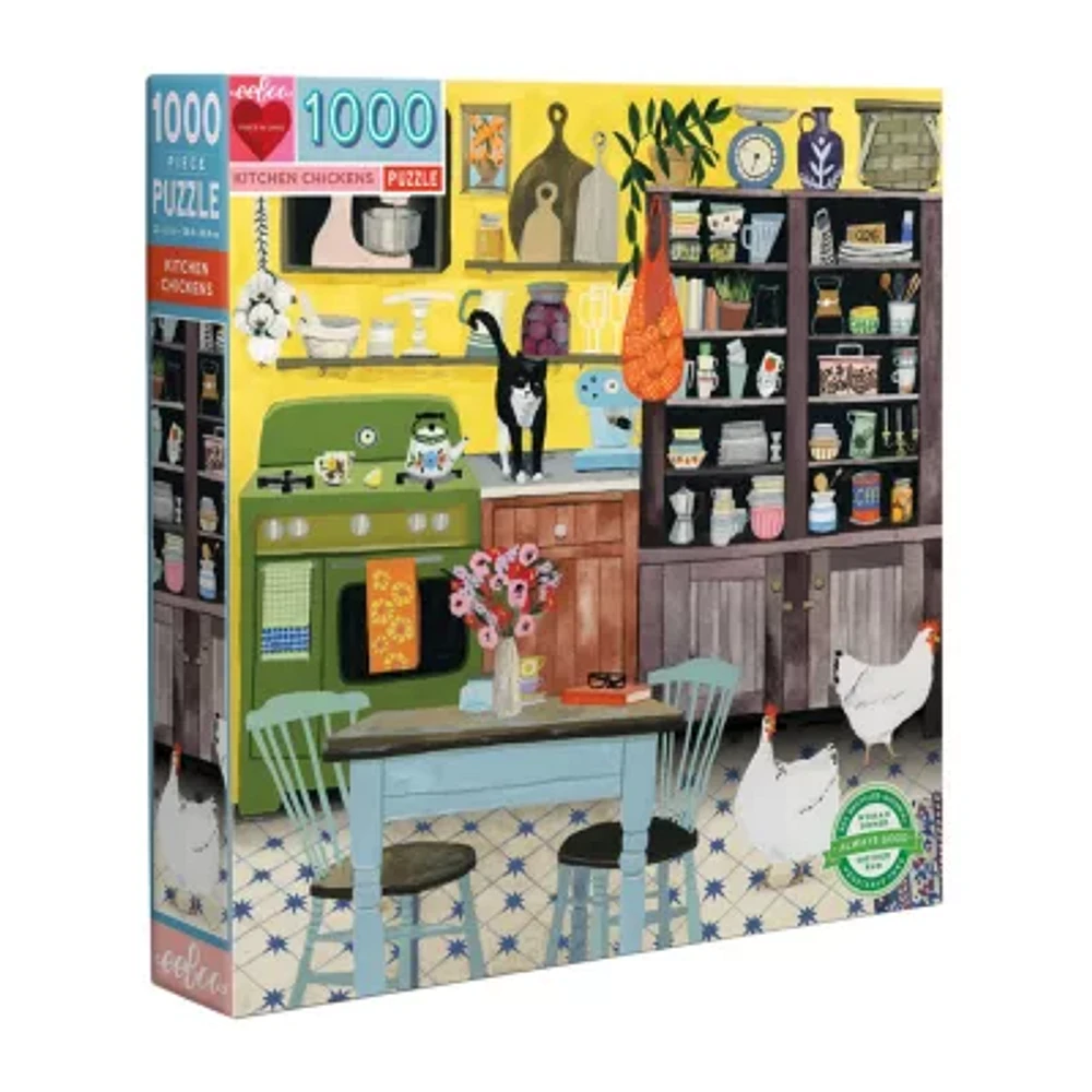 Eeboo Piece And Love Kitchen Chickens 1000 Piece Square Adult Jigsaw 1000 Puzzle