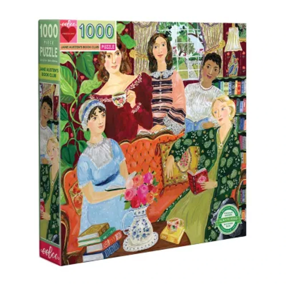 Eeboo Piece And Love Jane Austen'S Book Club 1000 Piece Square Adult Jigsaw 1000 Puzzle
