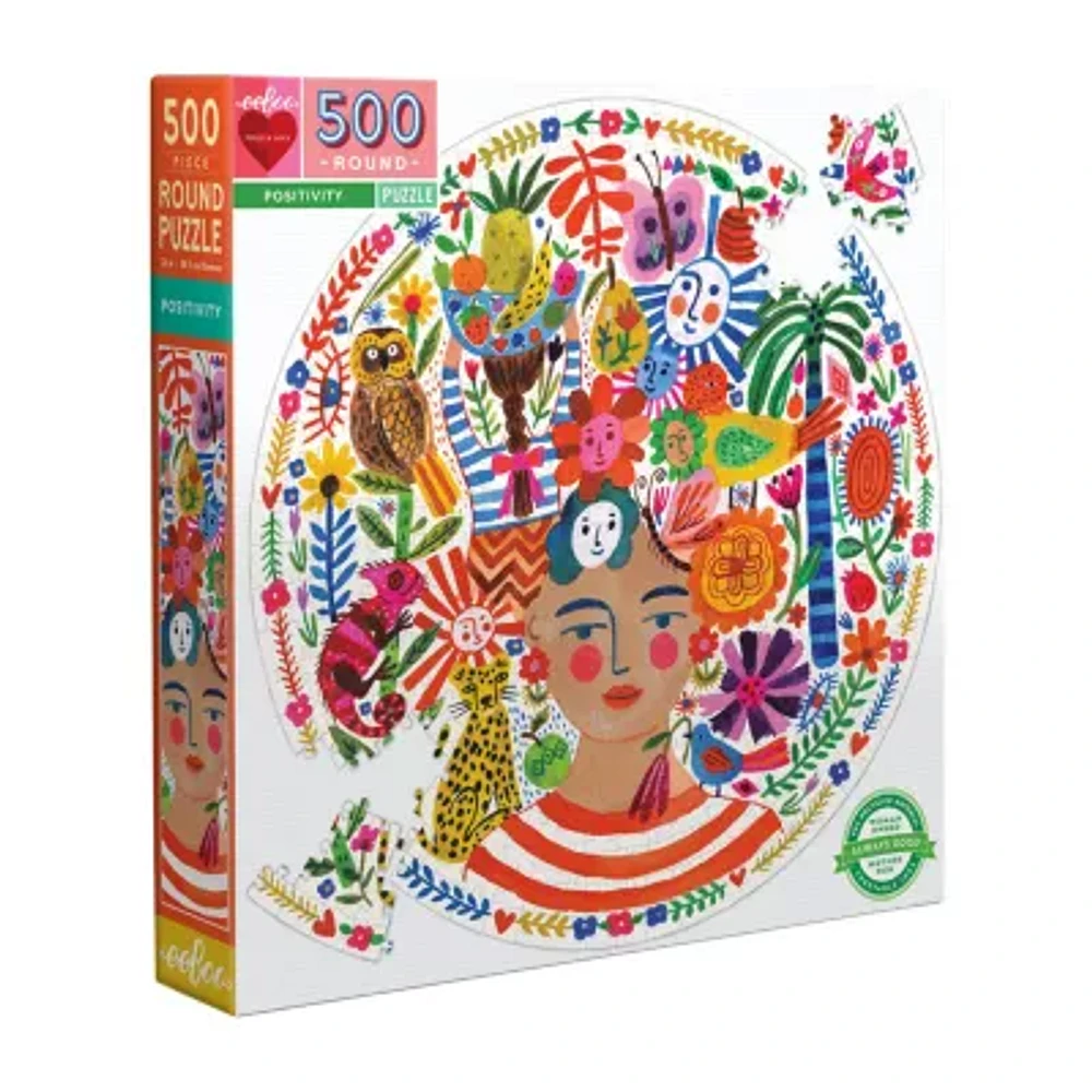 Eeboo Piece And Love Positivity 500 Piece Round Circle Jigsaw 500 Puzzle