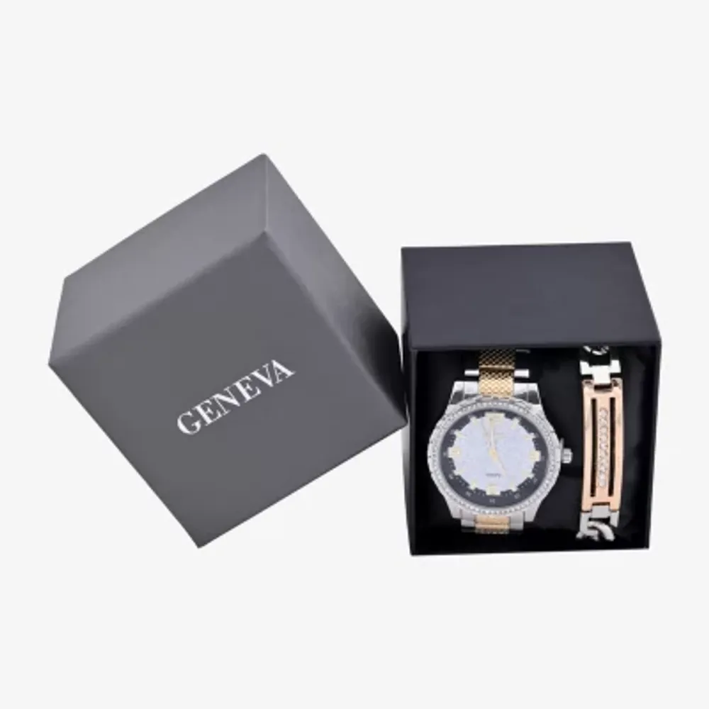 Geneva Mens Two Tone 2-pc. Watch Boxed Set Mac8078jc