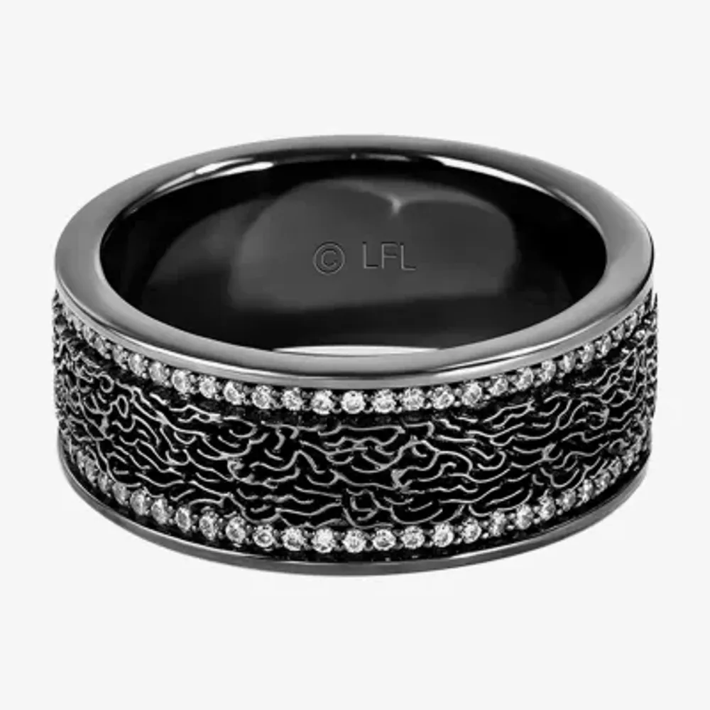 Star Wars Fine Jewelry Carbonite Mens 8MM 1/5 CT. Natural White Diamond Sterling Silver Band